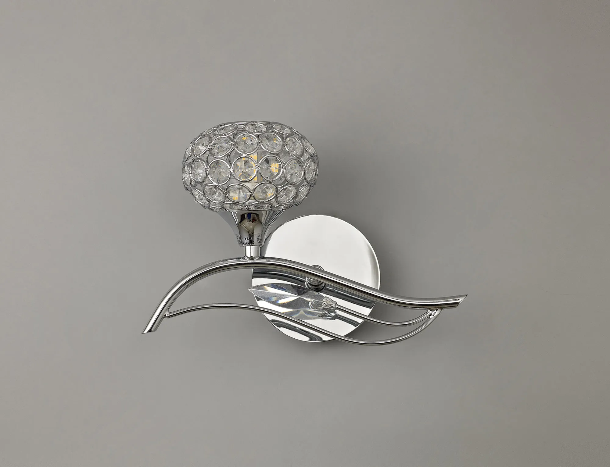 Leimo Polished Chrome Crystal Wall Lights Diyas Armed Wall Lights